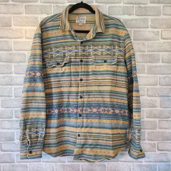 Lucky Brand Southwestern Navajo Print Chamois Flannel Shirt Jacket Mens XL - Picture 1 of 8